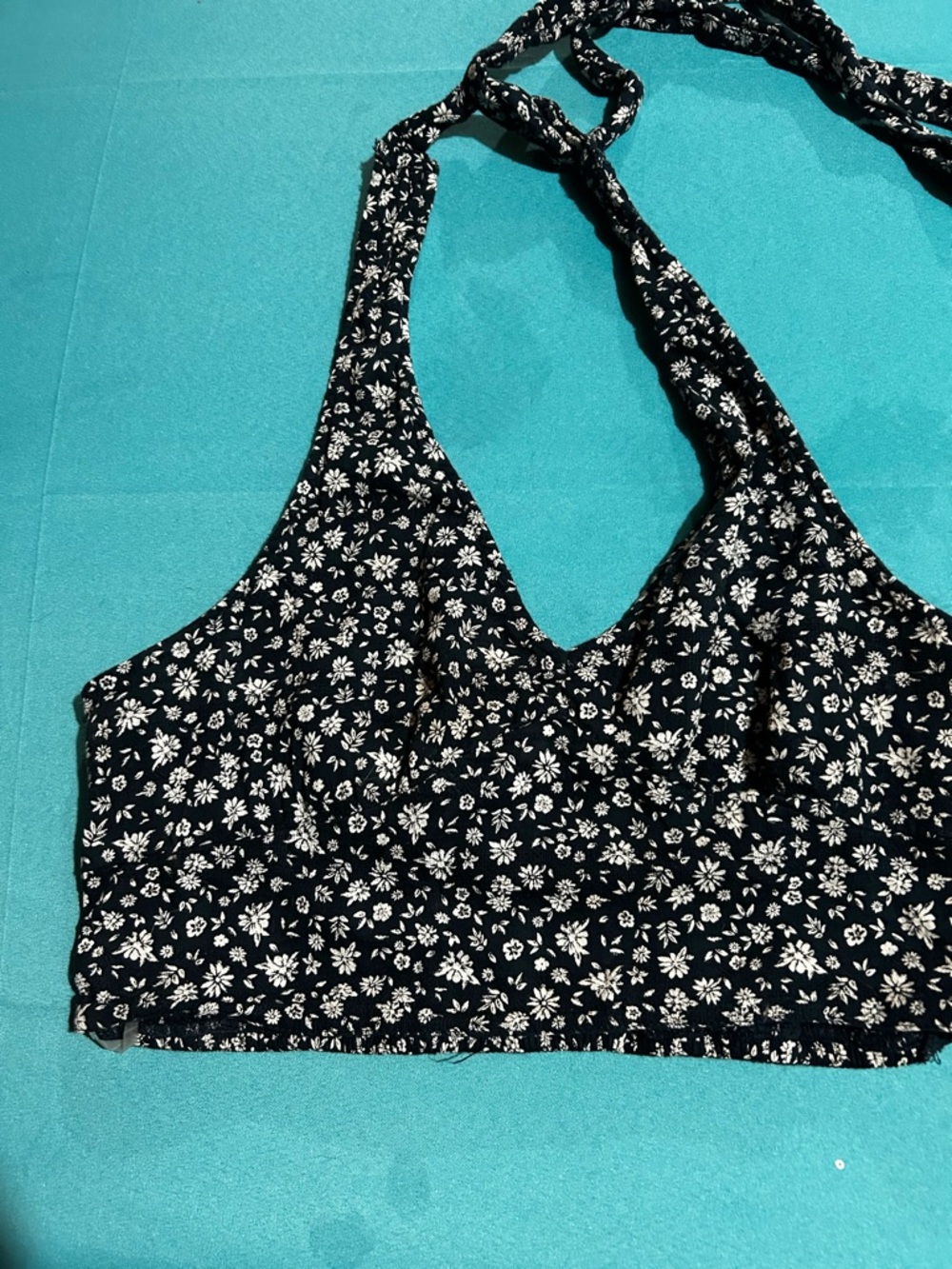 American Eagle Outfitters navy and White Floral Halter Bandeau